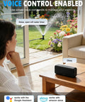 Person using voice command with Alexa to operate WiFi Hose Timer With App Control For Garden Irrigation Smart Bluetooth Water Timer
