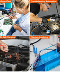 Pro Grade Adjustable Bench Power Supply 30V 10A With Switching Regulated Output in use for electronics, automotive, cell charging, and anodizing
