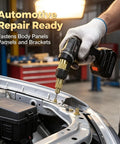 Heavy Duty Carbon Steel Rivet Nut Set With Seven Interchangeable Mandrels And Seventy Metric Inserts for automotive repairs and body panel fastening.