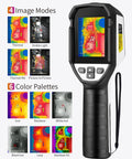 Infrared Thermal Camera FI160S With 320x240 High-Res display showing image modes and color palettes
