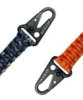 Heavy Duty Paracord Keychain With Carabiner And Enlarged Mouth Clip Braided Key Lanyard close-up view showing metal clip