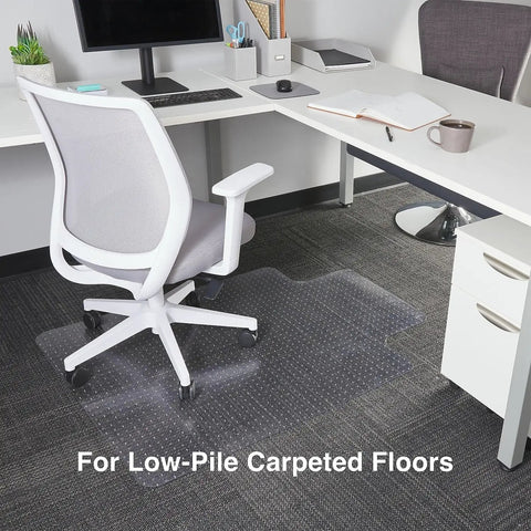 Clear Office Chair Mat With Lip For Carpeted Floors 48 By 36 Inches Extended Under Desk Coverage installed in office
