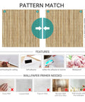 Super Slick Peel And Stick Grasscloth Wallpaper With Dead Simple Self Adhesive Backing For Modern Accent Walls And Apartment Rentals In Earthy Beige Tan Hues showing pattern match details and features.