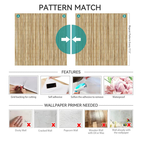 Super Slick Peel And Stick Grasscloth Wallpaper With Dead Simple Self Adhesive Backing For Modern Accent Walls And Apartment Rentals In Earthy Beige Tan Hues showing pattern match details and features.