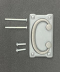 Mission Drawer Pull 3 Inch (76mm) Barcelona Pewter Finish For Cabinets And Furniture shown with mounting screws
