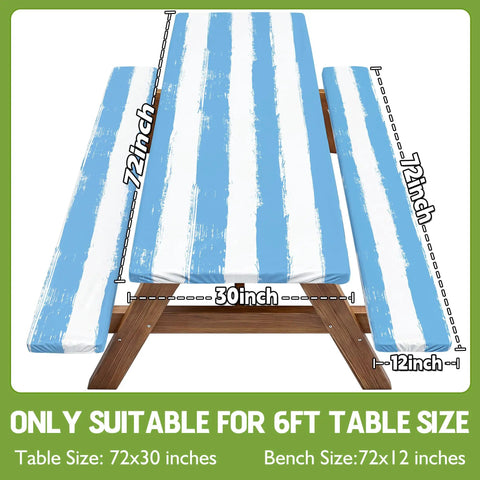 Must Have Outdoor Table Protector Set For 72 Inch Tables And 72 Inch Benches Waterproof Windproof Picnic Table Cover With Storage Bag Fits 72 By 30 Inch Tables And 72 By 12 Inch Benches For RV Camper Camping Gear And Outdoor Adventures