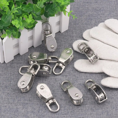 18 Pack M15 Stainless Steel Pulley Blocks With Swivel Hooks For Rope Lifting And Towing, Anti Rust Durable Single Pulley Block For Camping Hiking DIY Rigging, Wire Rope Handling, Outdoor Adventures And More Built Like A Tank. 304 stainless steel pulley blocks