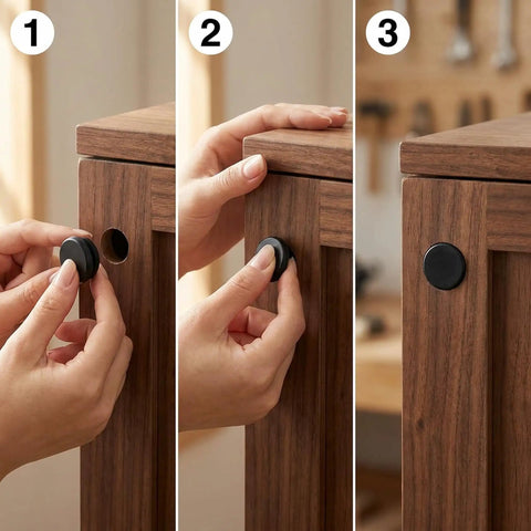 Awesome 125pc Silicone Rubber Hole Plugs Kit With 8 Sizes For Furniture And Auto Wiring. black snap-fit plug on wood cabinet hole