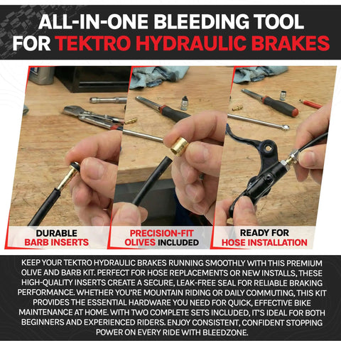 Hands assembling Tektro 5.5mm Barb And Olive Brake Hose Kit For Hydraulic Brakes No Leak Hose Inserts And Fittings For MTB And Road Bikes