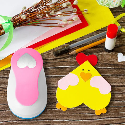 16 Piece Craft Hole Punch Set With 6 Shapes And 2 Inch Punches, Includes 10 Sheets Cardstock, ideal for kids crafts