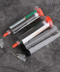 Two 50g Solder Paste Syringes Sn42 Bi58 Tin Bismuth Soldering Flux For SMD PCB Electronics Repair with caps, no smoke or odor