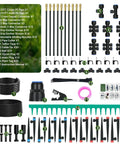 230Ft Drip Irrigation Kit With Quick Connect PE Tubing For Garden Watering No Fuss Sprinkler System And Water Saving Design Includes Three Adjustable Misting Emitters For Greenhouse Raised Beds And Precise Hydration components