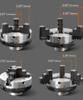 Top Shelf Three Inch Three Jaw Self Centering Wood Lathe Chuck Featuring Reversible Stepped Jaws dimensions with measurements shown.