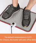Under Desk Electric Heated Floor Mats Toe Warmer 110V For Office And Home with foot switch and stone grain finish, in use