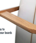 Cork padded arm of the Vertical Timber Wall Rack That Holds 6 Surfboards For Home Or Garage Beefy Natural Hardwood Mount