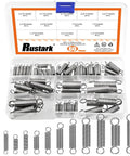 60 Piece Stainless Steel Extension Spring Set In 12 Sizes With Hook End in storage box, various springs displayed.