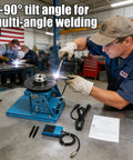 User welding on Dead Center 110V Rotary Welding Positioner Turntable With Iron Grip 2.5 Inch Three Jaw Chuck, Stepless Smooth Action 0 To 10 RPM.