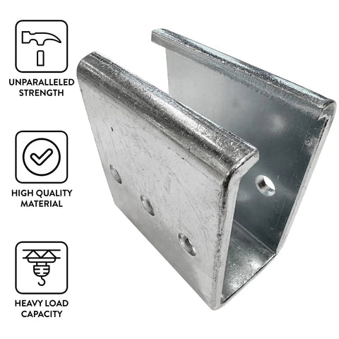 Beefy Beam Channel Trolley Track Hanger And Joiner Connector Bracket For One And Five Eighths Inch Width Strut Channel Quick Install