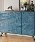Large 36 By 160 Inch Faux Cracked Marble Contact Paper For Countertops Waterproof Peel And Stick Kitchen Backsplash Dark Grey Marble Vinyl Wall Covering For Cabinets And Surfaces on a cabinet with decor items