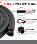 Push On Door Edge Weather Stripping Seal 0.62 Inch Bulb Height No Glue Needed Fits Car Doors 0.039 to 0.137 Inch Grip