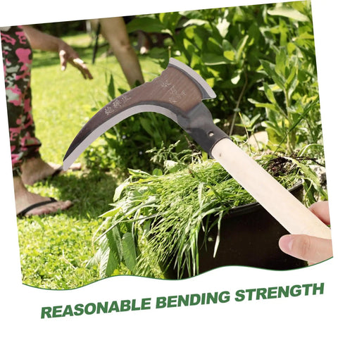 Close-up of Manganese Weeding Sickle Multi Functional Detachable Handle Garden Tool For Grass Cutting And Harvesting Ergonomic Design
