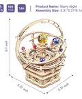 Dope 3D Wooden Puzzle Music Box Kit For Adults Orrery Solar System Mechanical Model DIY Wood Craft Building Kit, 6.1 inch model