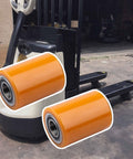 Premium Load Wheel Kit For WP 3000 Electric Pallet Jack Lift, Heavy Duty Replacement Wheels attached to pallet jack