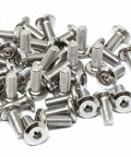 50 Pack M6 X 15mm Stainless Steel 304 Hex Socket Flat Head Screws on a white background for furniture assembly.