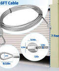 8 Ft 6 In Garage Door Cable Replacement Kit For 7 Ft Doors showing dimensions and steel construction for torsion systems