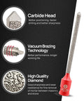Diamond Mortar Raking Bit For Masonry Tuck Pointing And Brick Removal, Carbide Tipped Router Bit For Removing Old Mortar, Brick And Stone Work, 5/16 X 4-3/4 Inch, 8x121mm, DIY Pros Ready Tool with carbide head and vacuum brazing technology.