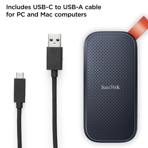 1TB Portable SSD With Up To 800 MB Per Second Read Speeds, USB C And USB 3.2 Gen 2, includes USB-C to USB-A cable