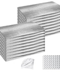 Top Shelf Garage Door Insulation Kit Hella Thick Double Bubble Reflective Heat Barrier With Loads Of Kickass Adhesive Tapes For 16 Piece 24x48 Weather Resistant Walls, two stacks of insulation sheets.