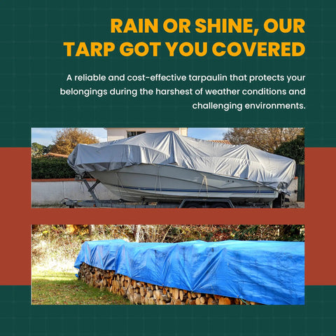 Heavy Duty Waterproof Tarp 5 Mil Thick Poly Tarpaulin 30x60 Feet For Indoor Outdoor Use covering boat and firewood