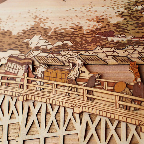 Dope Ukiyoe Art Kit With Japanese Sliced Wood Collage Materials For Kiharie Sanjyo Ohashi In Kyoto Inspired By Hiroshige A4 Kit