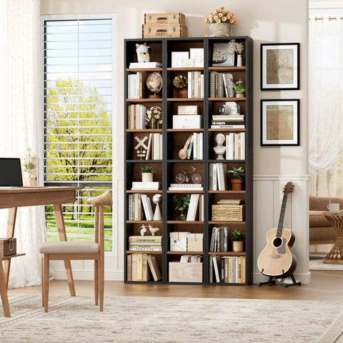 Heavy Duty Eight Tier Narrow Bookshelf With Adjustable Wooden Shelves Sleek Media Tower Rack For DVD And CD Storage Top Shelf Particleboard Design Sweet Space Saving Storage For Living Room
