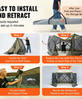 Guided setup of 12x12ft Pop Up Gazebo Tent With Mosquito Netting, 6 Removable Wind Panels And 2 Mesh Windows, Army Green.