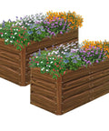 Two Pack 4x2x2 Ft Raised Garden Beds Outdoor Galvanized Planter Boxes Deep Root Planter For Veggies Flowers And Herbs Brown Finish