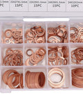 Go-To Copper Crush Washer Set Kit 350 Pcs in 18 Sizes for Automotive, Marine, Plumbing and Oil Drain Plug Seals - Pro Grade Copper Gasket Assortment for Premium Material Washers, assorted copper washers in labeled case
