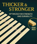 Replacement Wooden Twin Bed Slats For Mattress Support - Fabric Sleeve Locks Down Slat Spacing For Dead Simple Setup - Low Profile Bed Frame Foundation That Holds Tight, close-up of 0.68 inch thick wooden slats.
