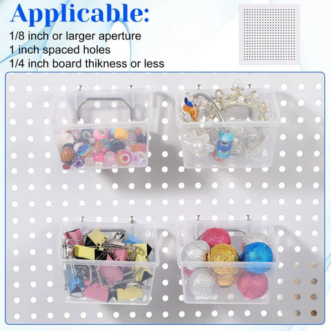 20 Piece Pegboard Organizer Set With Bins Cups Hooks And Loops For Garage Workshop Workbench And Office Pro Grade Clear Pegboard Storage System with bins holding small items