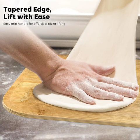 12-Inch Natural Bamboo Pizza Peel Paddle With Easy Lift Tapered Edge For No Stuck Dough Release Eco Friendly Durable Kitchen Tool