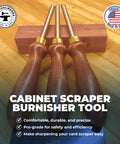 Pro Grade Cabinet Scraper Burnisher Tool With Hard Maple Handle And Super Hard High Speed Steel Rod For Card Scraper Burnishing
