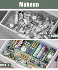 Green Plastic Drawer Organizer Set, 10 Piece Storage Bins For Makeup Vanity Bathroom Office Kitchen Utensils And Gadgets - Before and After Drawer Organization