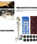88 Piece Electric Sander Accessory Kit with circular saw blades, sandpaper, grinding discs, and high-speed steel bits for versatile use