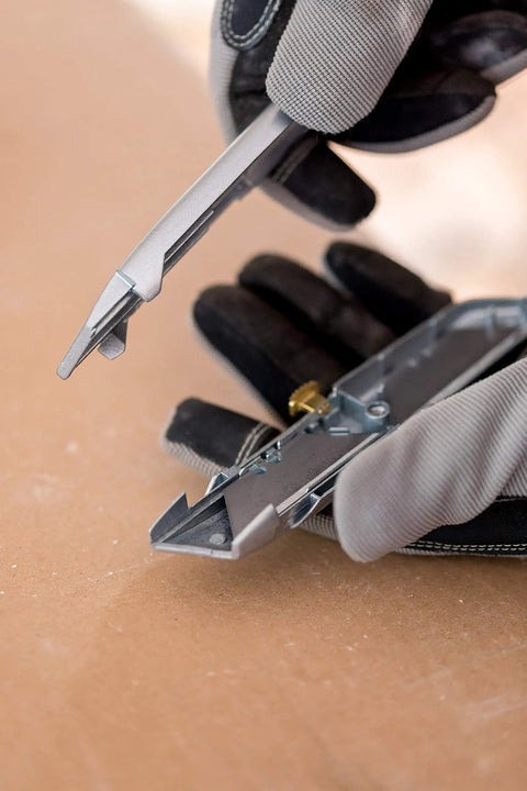Everyday Utility Knife With Retractable Blade For Safe Precise Cutting In DIY Projects Cardboard Boxes And Craft Tasks 6.1 Inch Total Length 2 7/16 Inch Blade Non Slip Handle Durable Silver Tool For Easy Everyday Use.