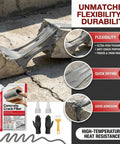 Two Pack 2.2 Pound Grey Concrete Crack Filler Self Leveling Sealant For Driveways Patios Sidewalks Garages Basements Waterproof Repair Caulk With High Elasticity And Built To Last Professional Grade Durability shown in use with features listed