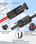 10 AWG Solar Panel Extension Cable 5Ft To 100Ft With Male And Female Connectors, Heavy Duty Solar Wire For RVs And Solar Systems, Tin Copper, Easy Plug And Play, Outdoor Rated, Long Lasting Performance featuring waterproof IP68 connectors and copper core.