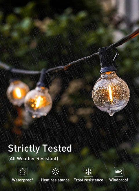 G40 LED Replacement Bulbs 25 Pack, E12 Base, 2200K Warm White, Shatterproof And Waterproof, Dimmable 1.5 Inch Globe Bulbs For Indoor Outdoor Patio Backyard Home Lighting
