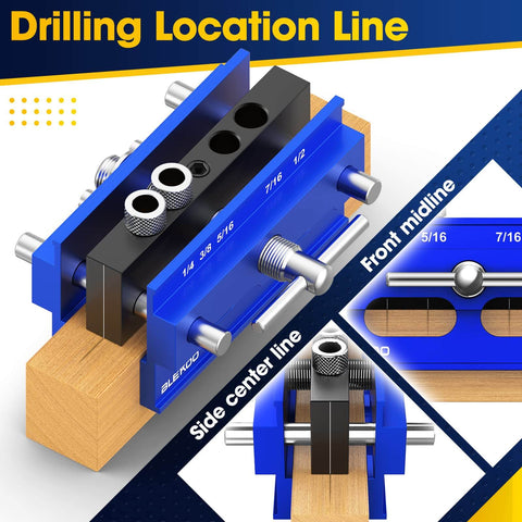 Self Centering Doweling Jig Kit for Pro Grade Results, Perfectly Straight Holes, Biscuit Joiner Set With 6 Drill Guide Bushings