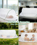 Instant Pop Up Mosquito Tent For Bedroom Camping And Patio With Portable Foldable Bug Net showcasing multiple setups